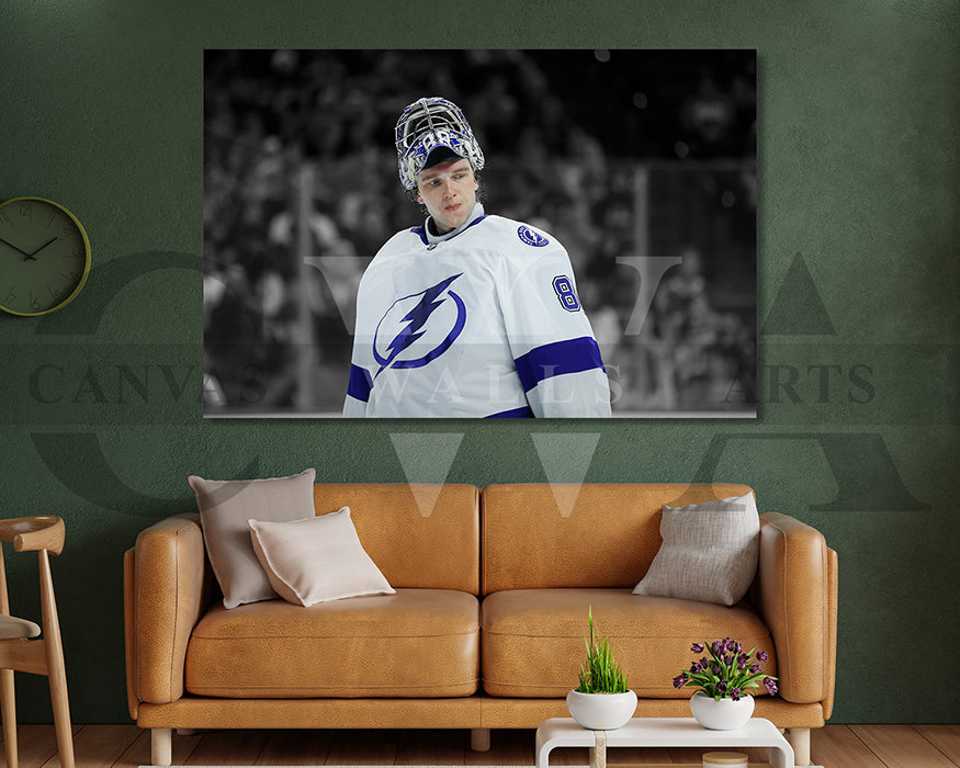 Andrei Vasilevskiy Black & White Canvas Art Ice hockey Canvas Wall Art