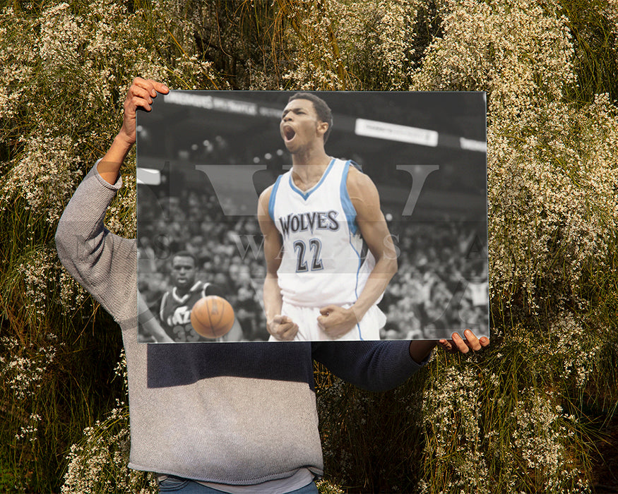 Andrew Wiggins Black & White Canvas Art Basketball Canvas Wall Art