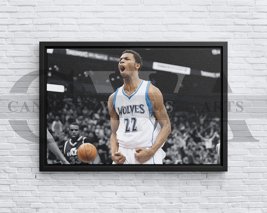 Andrew Wiggins Black & White Canvas Art Basketball Canvas Wall Art