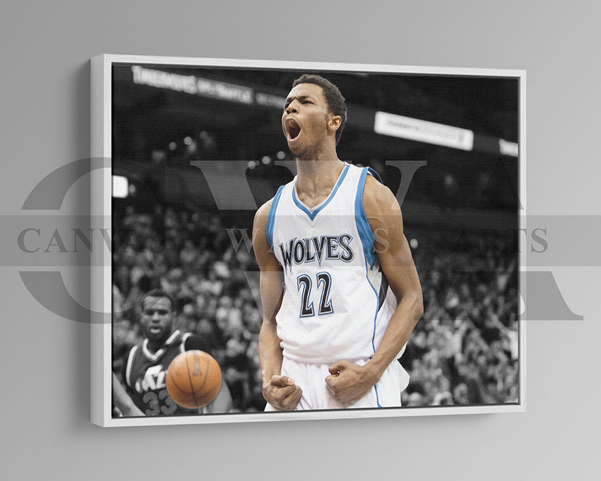 Andrew Wiggins Black & White Canvas Art Basketball Canvas Wall Art