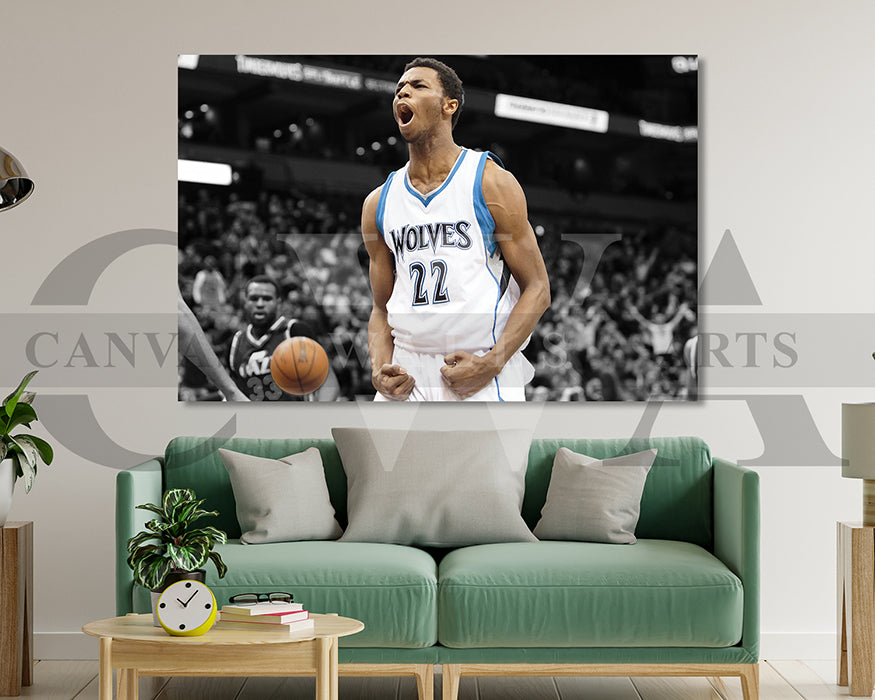 Andrew Wiggins Black & White Canvas Art Basketball Canvas Wall Art