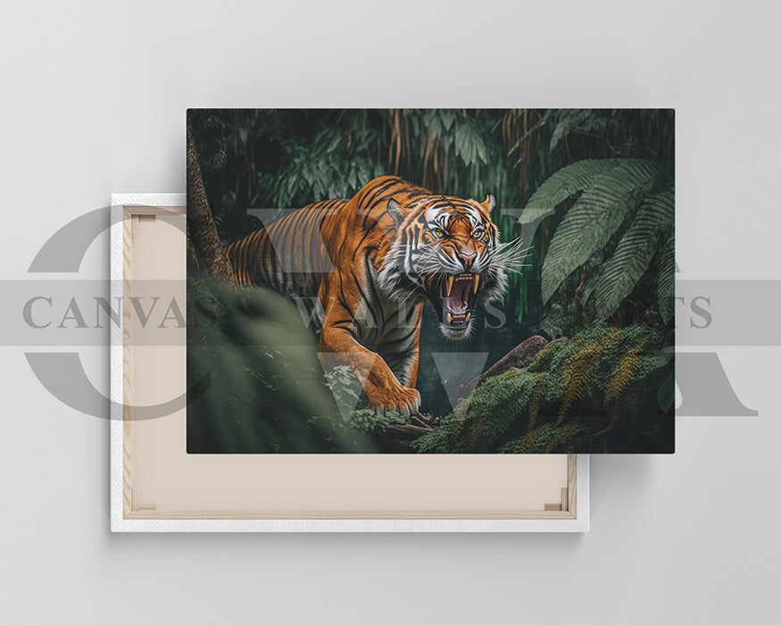 Angry Tiger Canvas Wall Art Animal Poster Print