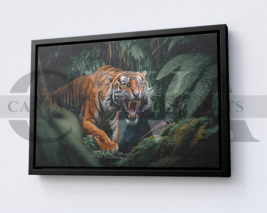 Angry Tiger Canvas Wall Art Animal Poster Print