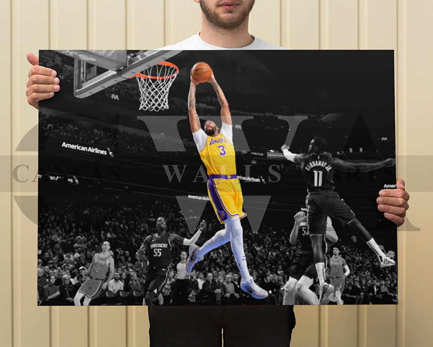 Anthony Davis Black & White Canvas Art Basketball Canvas Wall Art
