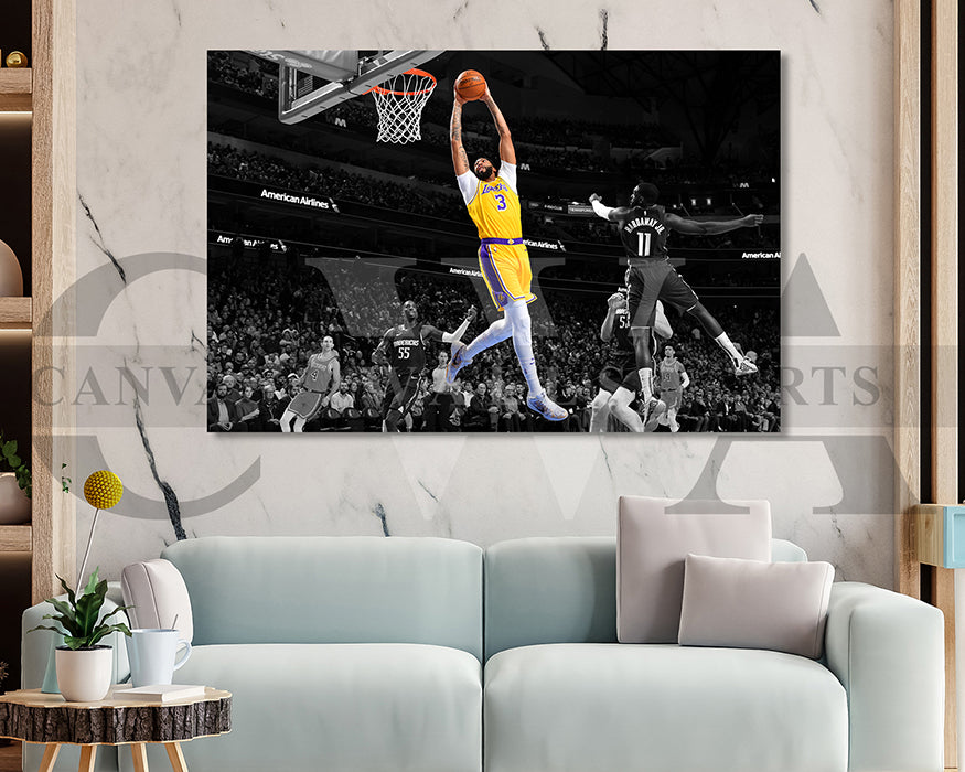 Anthony Davis Black & White Canvas Art Basketball Canvas Wall Art