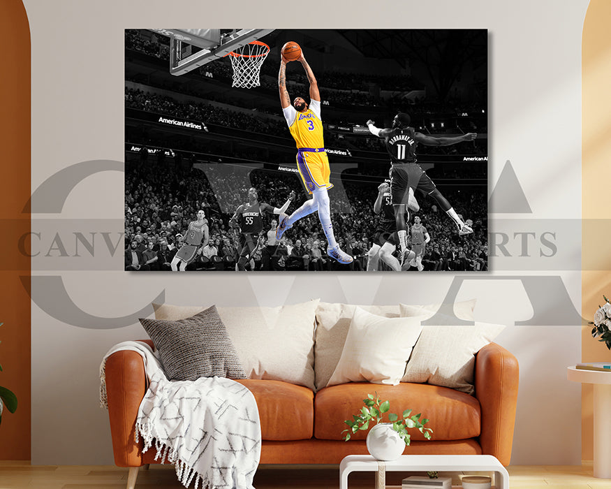 Anthony Davis Black & White Canvas Art Basketball Canvas Wall Art