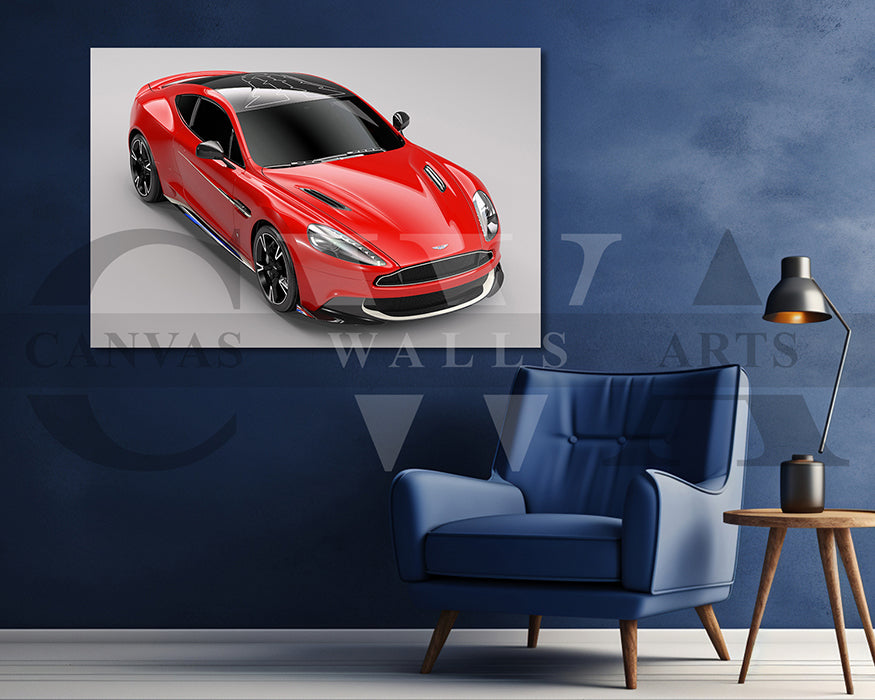 Aston Martin Vanquish Canvas Wall Art Luxury Grand Tourer Poster Print for Home & Office Décor