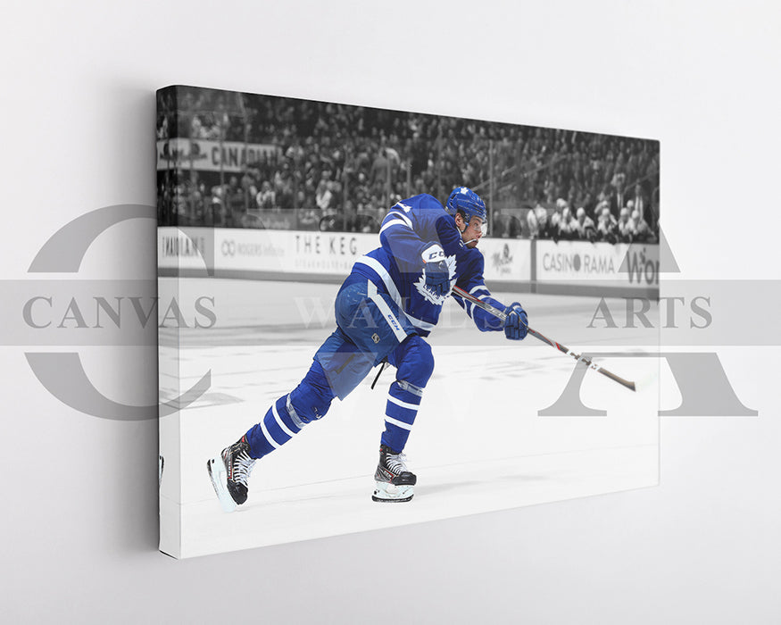 Auston Matthews Black & White Canvas Art Ice hockey Canvas Wall Art