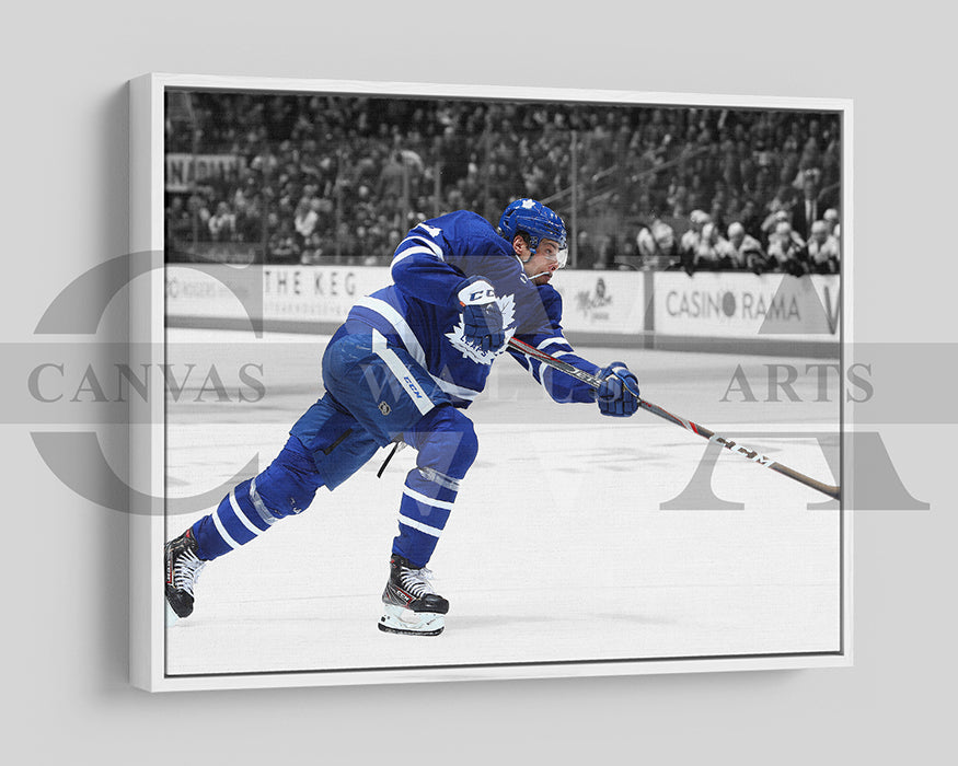 Auston Matthews Black & White Canvas Art Ice hockey Canvas Wall Art