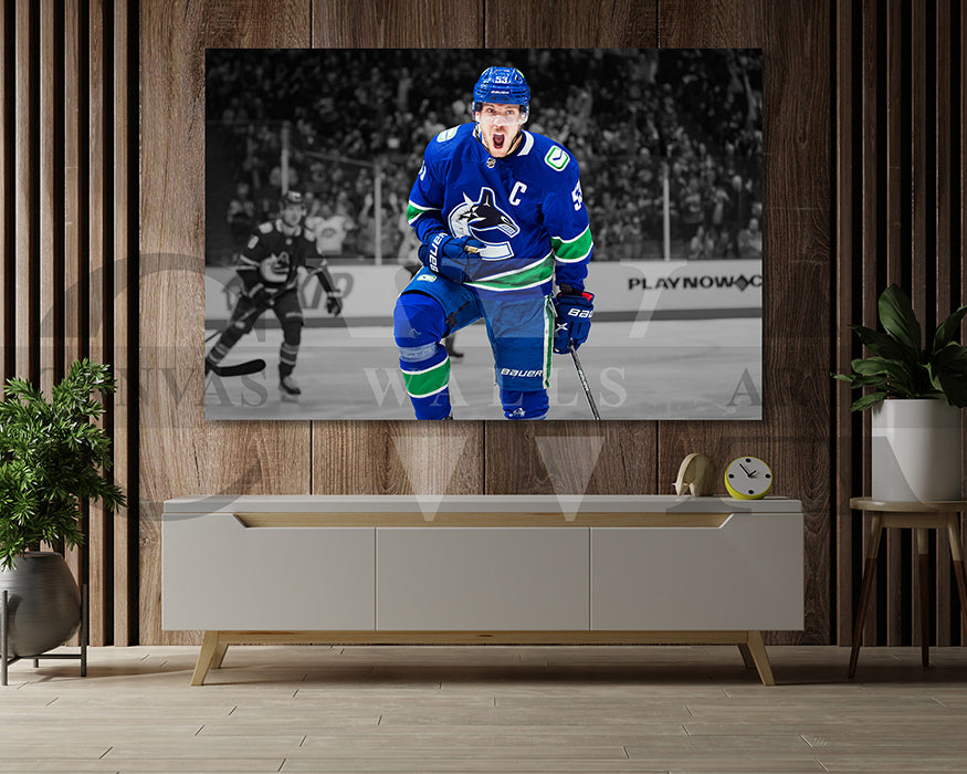 Auston Matthews Black & White Canvas Art Ice hockey Canvas Wall Art