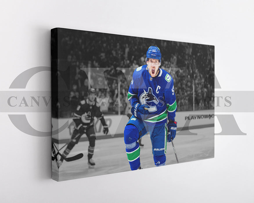 Auston Matthews Black & White Canvas Art Ice hockey Canvas Wall Art