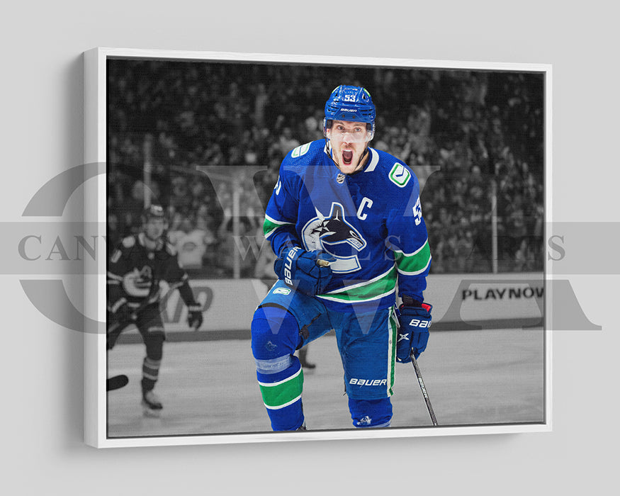 Auston Matthews Black & White Canvas Art Ice hockey Canvas Wall Art