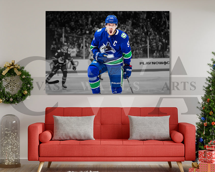 Auston Matthews Black & White Canvas Art Ice hockey Canvas Wall Art