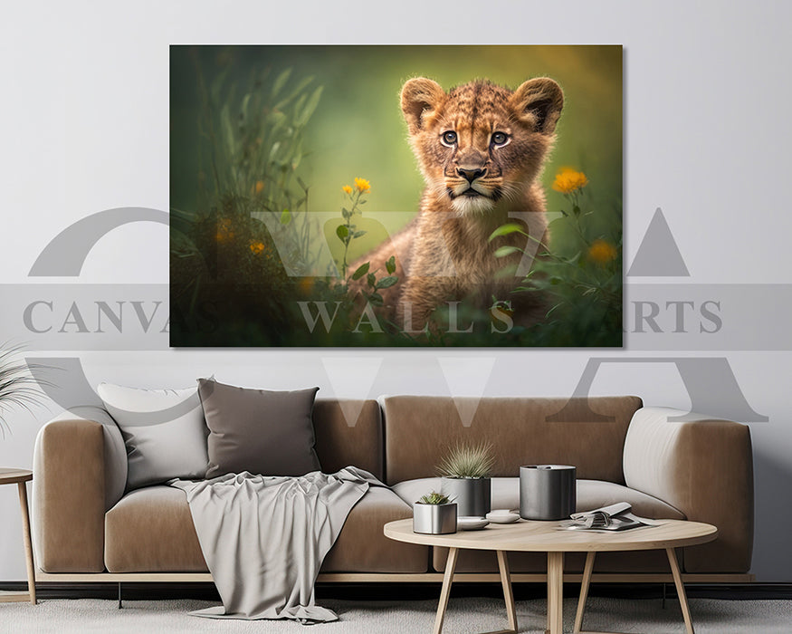 Baby Lion Canvas Wall Art Animal Poster Print