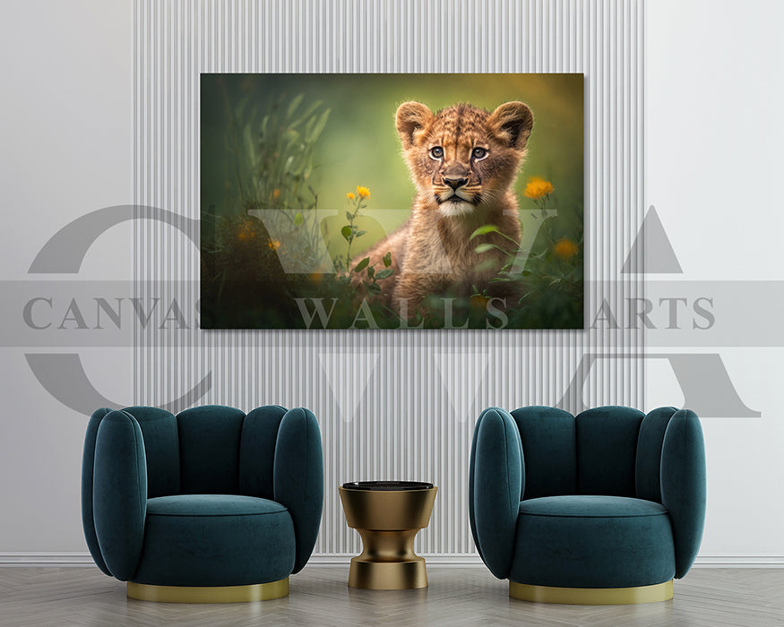 Baby Lion Canvas Wall Art Animal Poster Print