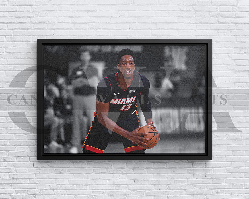 Bam Adebayo Black & White Canvas Art Basketball Canvas Wall Art