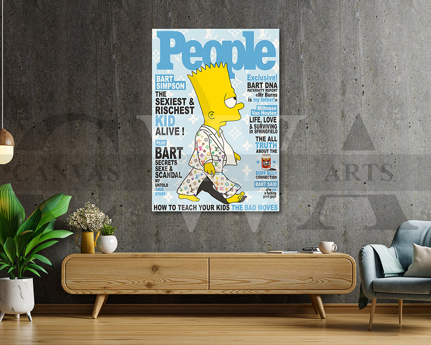 Bart Simpson Fashion Week Canvas Wall Art Luxury Streetwear Wall Decor