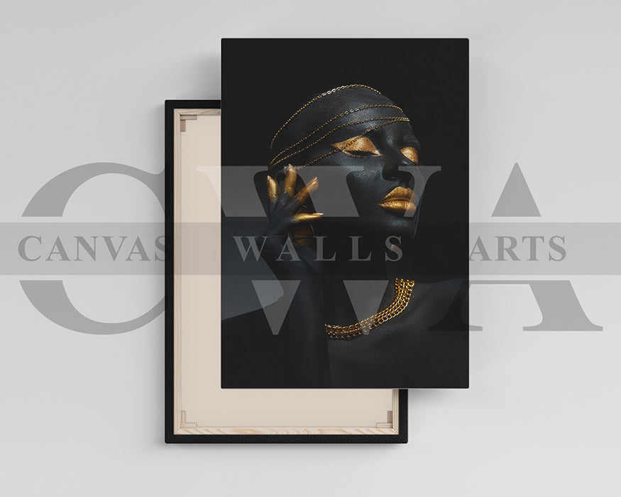 Beautiful Black and Gold Woman Canvas Print