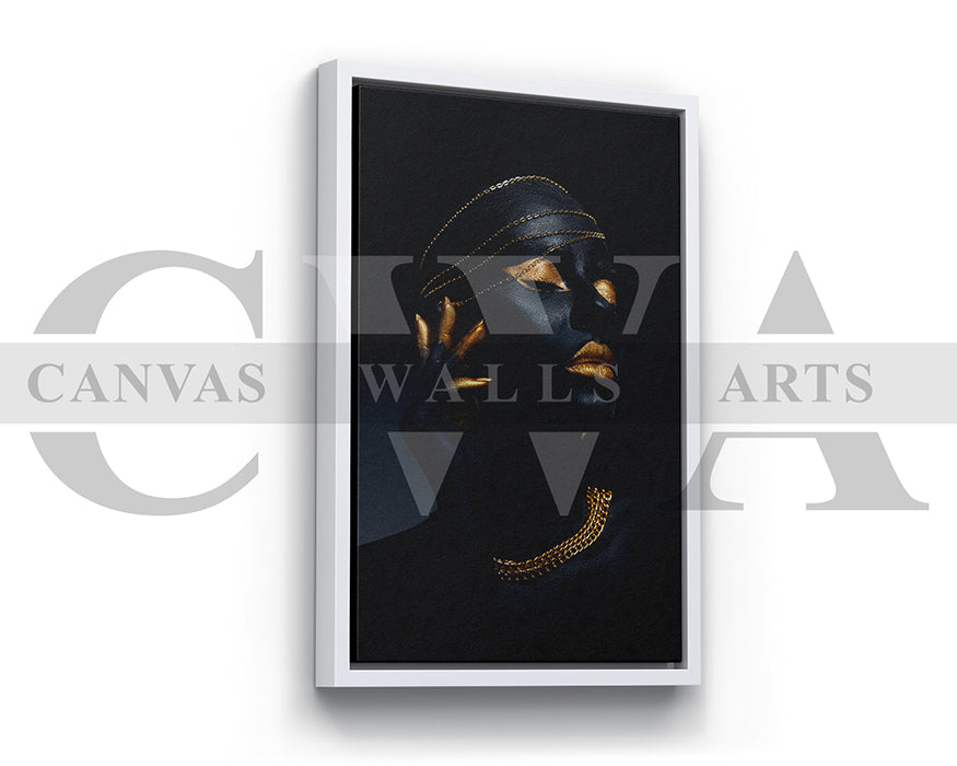 Beautiful Black and Gold Woman Canvas Print