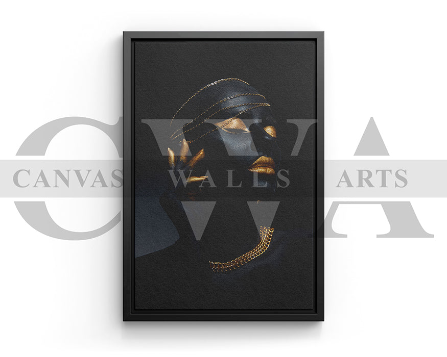 Beautiful Black and Gold Woman Canvas Print