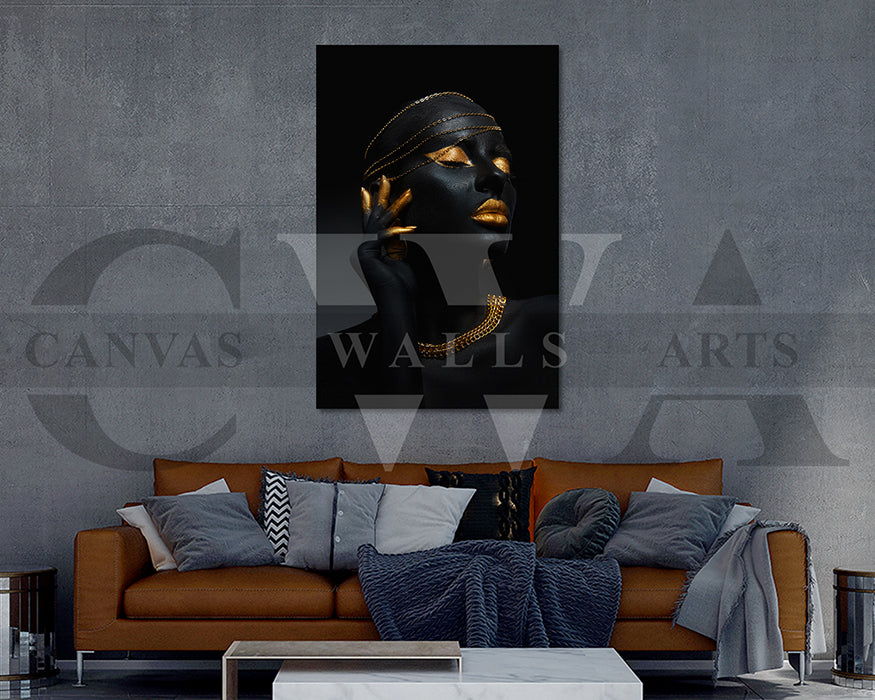 Beautiful Black and Gold Woman Canvas Print