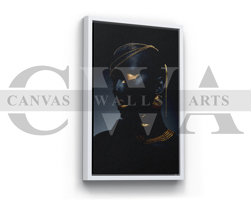 Beautiful Black and Gold Woman Canvas Wall Art