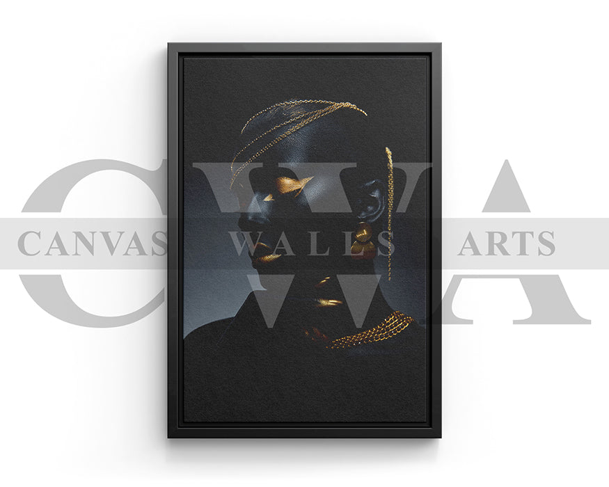 Beautiful Black and Gold Woman Canvas Wall Art