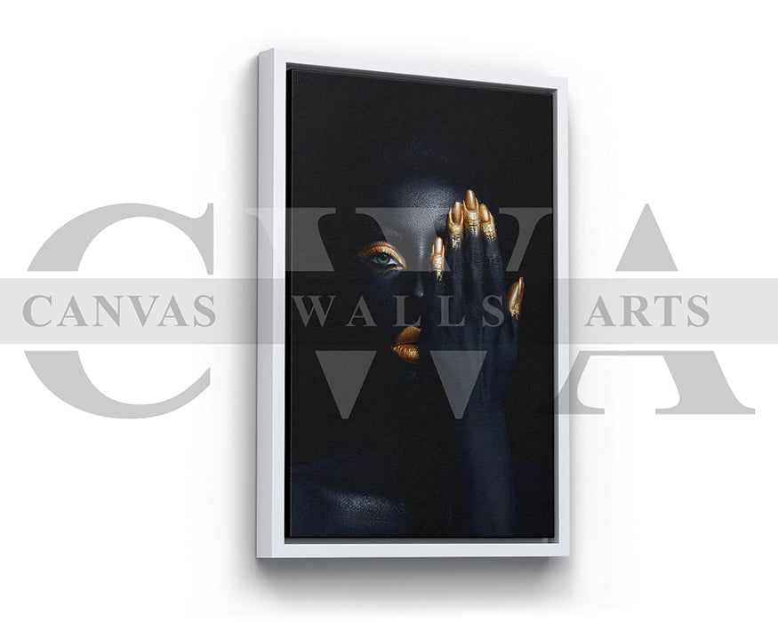 Beautiful Gold and Black Woman Canvas Wall Art