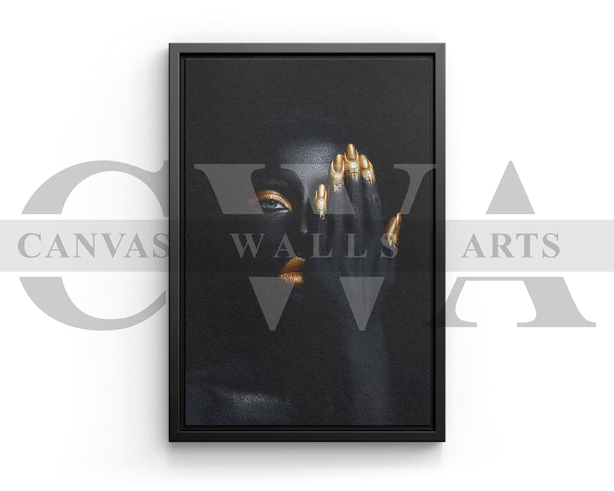 Beautiful Gold and Black Woman Canvas Wall Art
