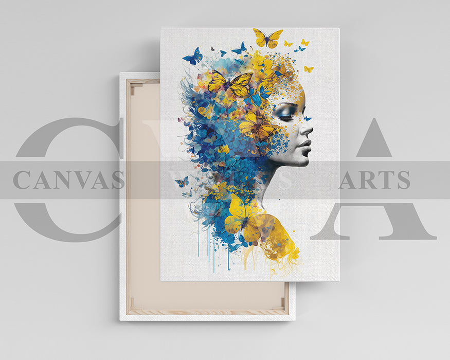 Beautiful Woman Butterfly Canvas Wall Art