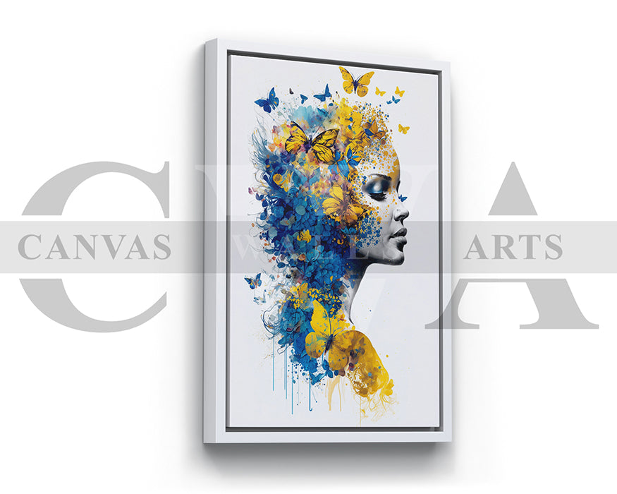 Beautiful Woman Butterfly Canvas Wall Art