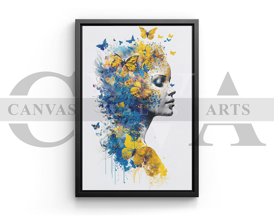 Beautiful Woman Butterfly Canvas Wall Art