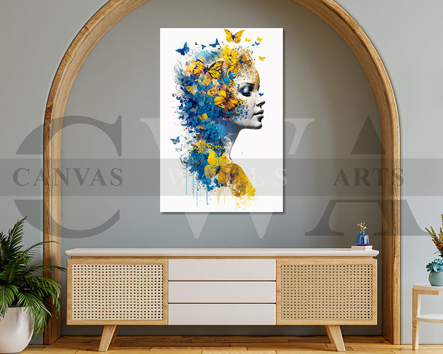 Beautiful Woman Butterfly Canvas Wall Art
