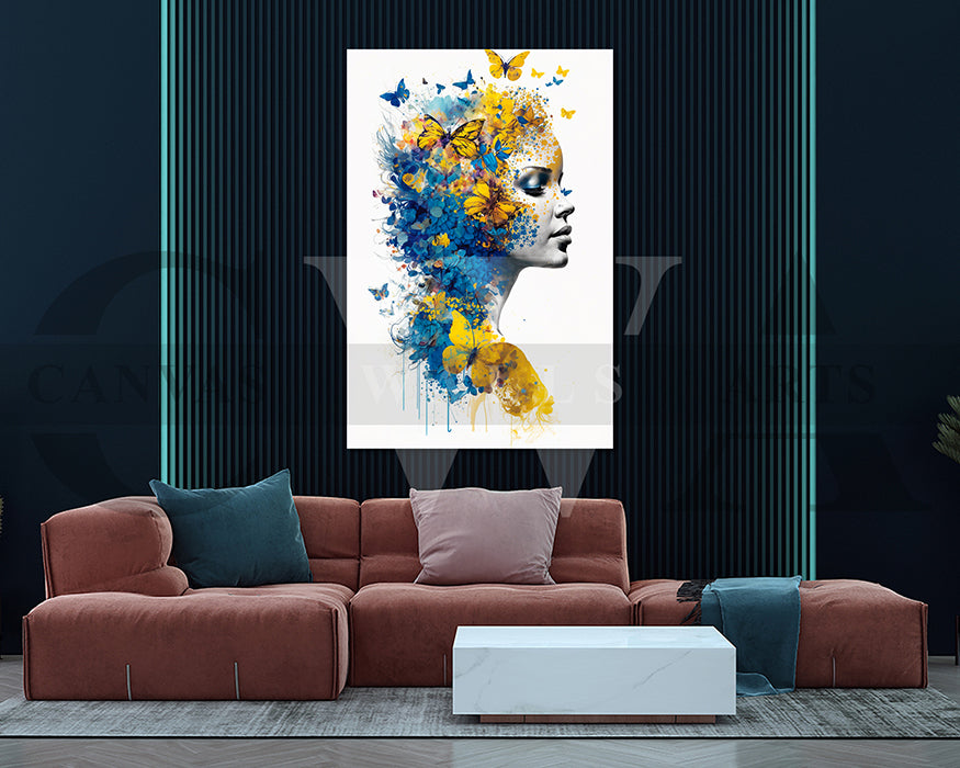 Beautiful Woman Butterfly Canvas Wall Art