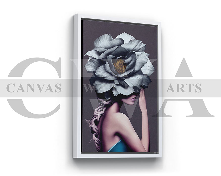 Beautiful Woman With Flower Head Canvas Painting