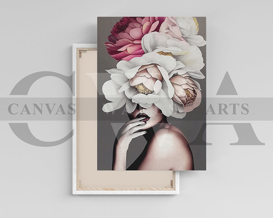 Beautiful Woman With Flowers on Head Painting Canvas Frame