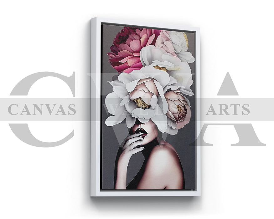 Beautiful Woman With Flowers on Head Painting Canvas Frame