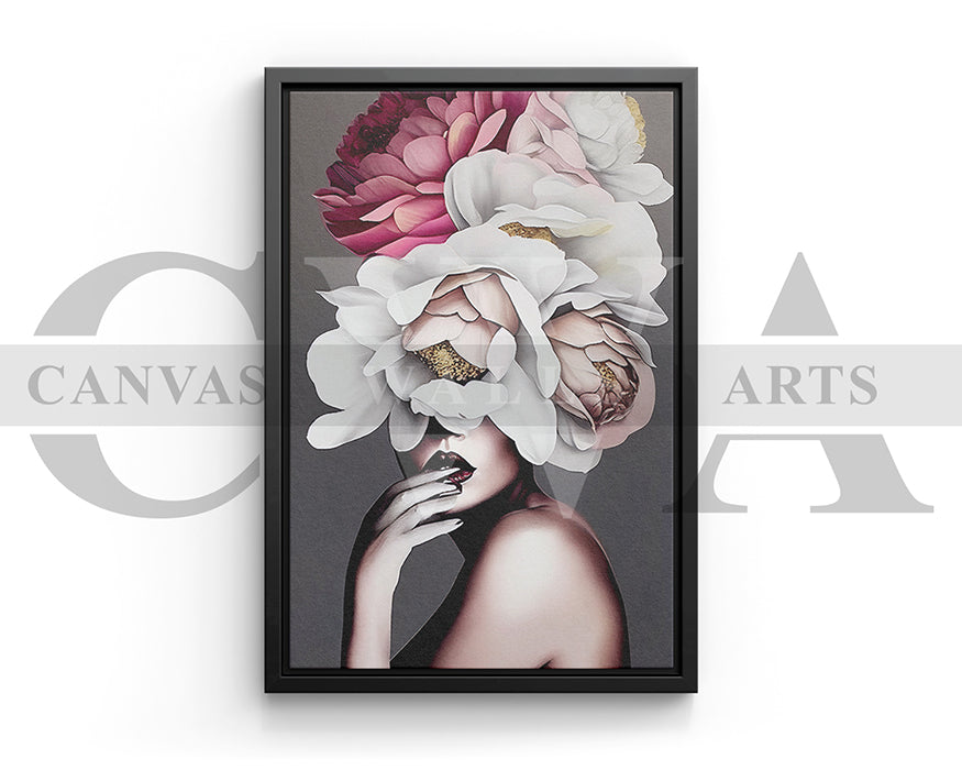 Beautiful Woman With Flowers on Head Painting Canvas Frame