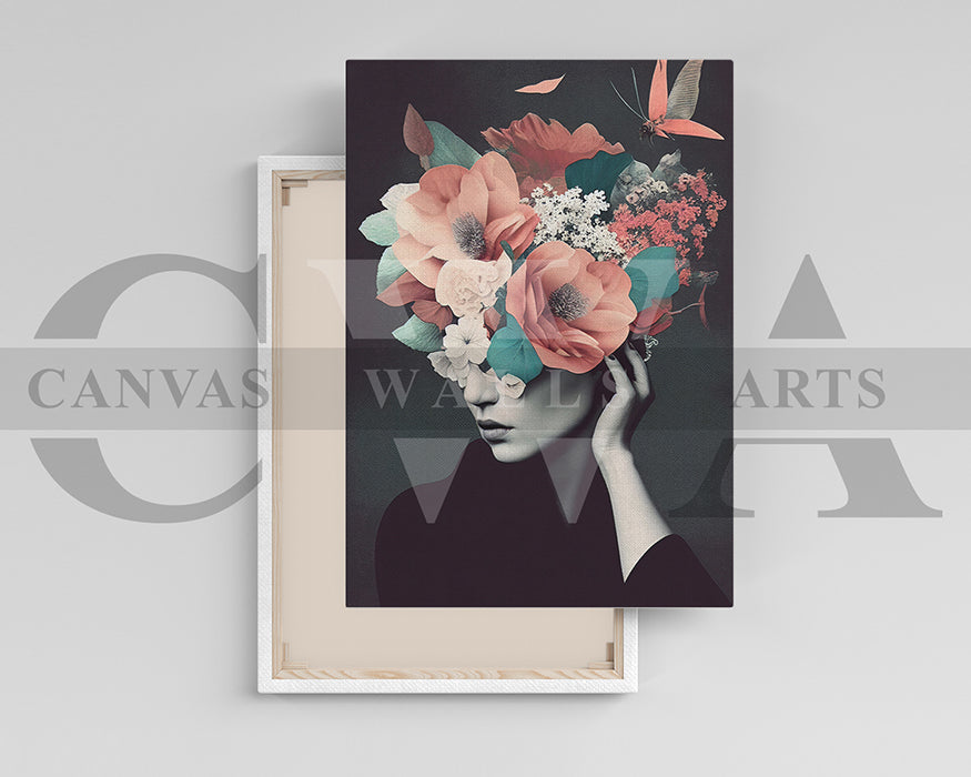 Beautiful Woman With Flowers on Head Painting Canvas Wall Art