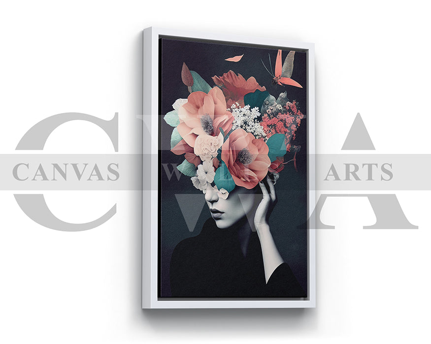 Beautiful Woman With Flowers on Head Painting Canvas Wall Art