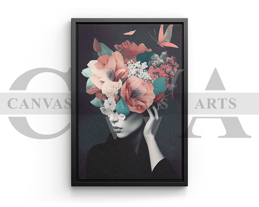 Beautiful Woman With Flowers on Head Painting Canvas Wall Art