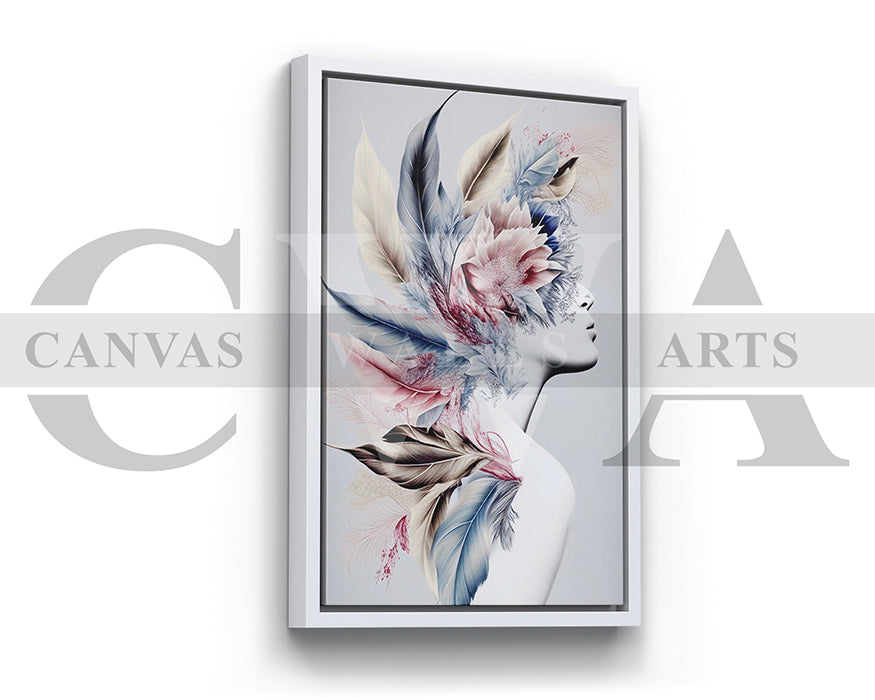 Beauty With Pretty Flowers Woman Canvas Wall Art