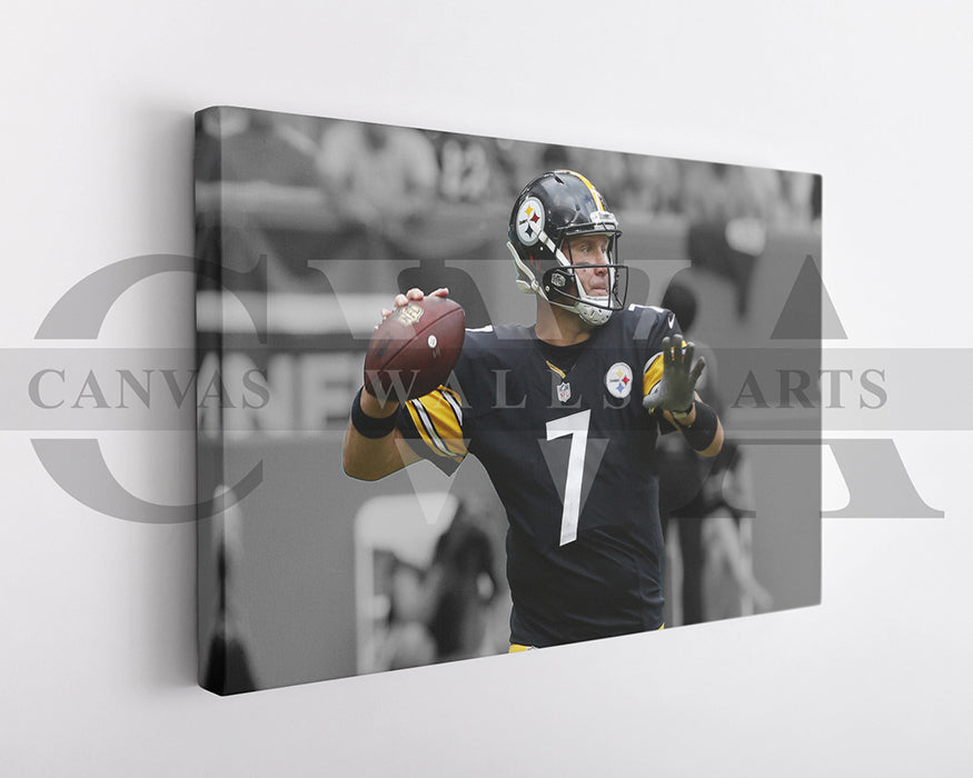 Ben Roethlisberger Black & White Canvas Art American Football Canvas Wall Art