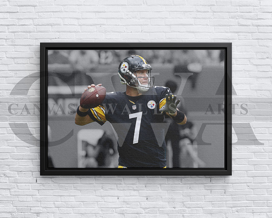 Ben Roethlisberger Black & White Canvas Art American Football Canvas Wall Art
