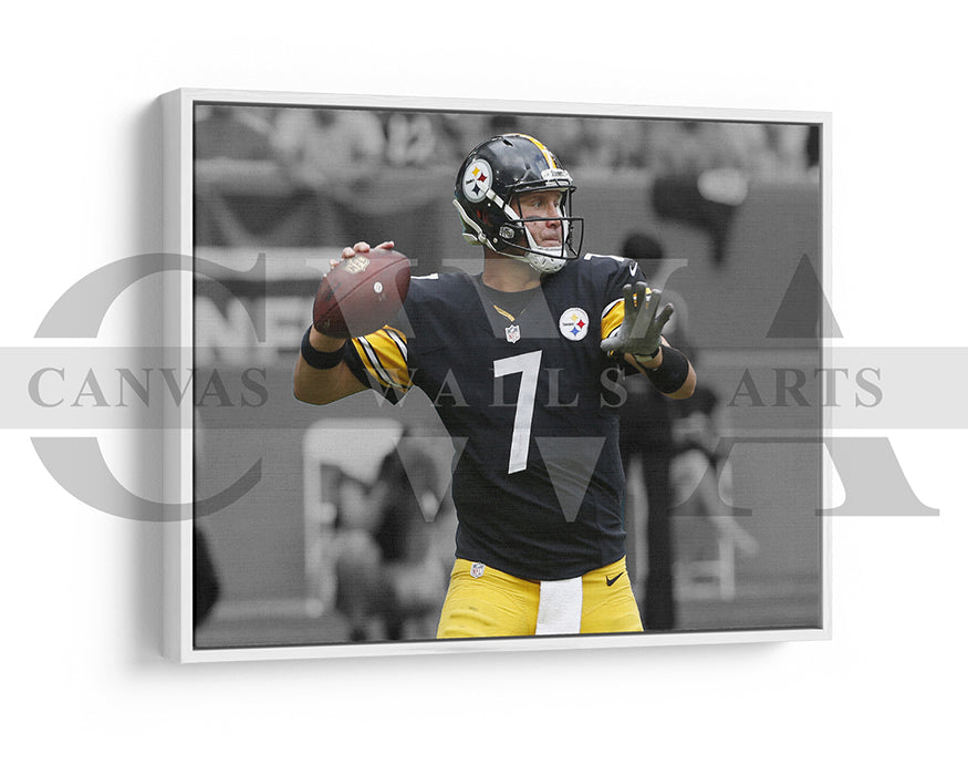 Ben Roethlisberger Black & White Canvas Art American Football Canvas Wall Art