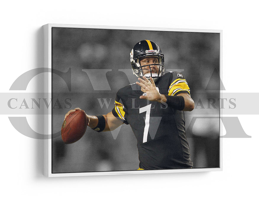 Ben Roethlisberger Black & White Canvas Art American Football Canvas Wall Art