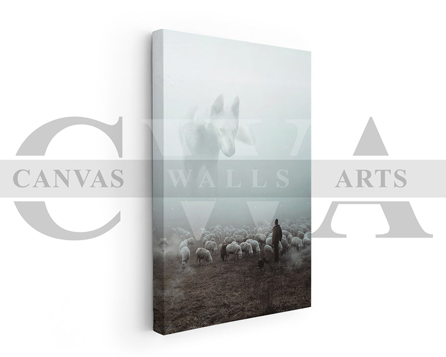 Big Wolf Canvas Wall Art Animal Poster Print