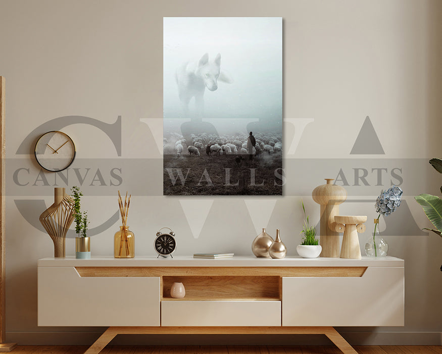 Big Wolf Canvas Wall Art Animal Poster Print