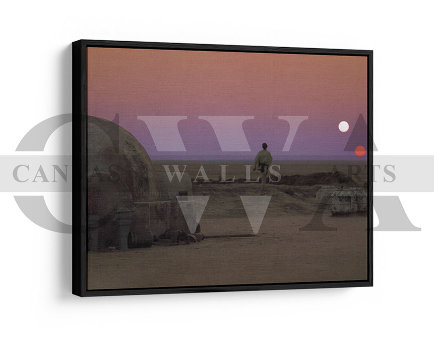 Binary Sunset Star Wars Canvas Wall Art Movie Poster Print