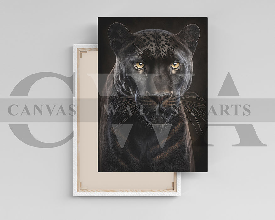 Black Leopard Canvas Wall Art Animal Poster Print